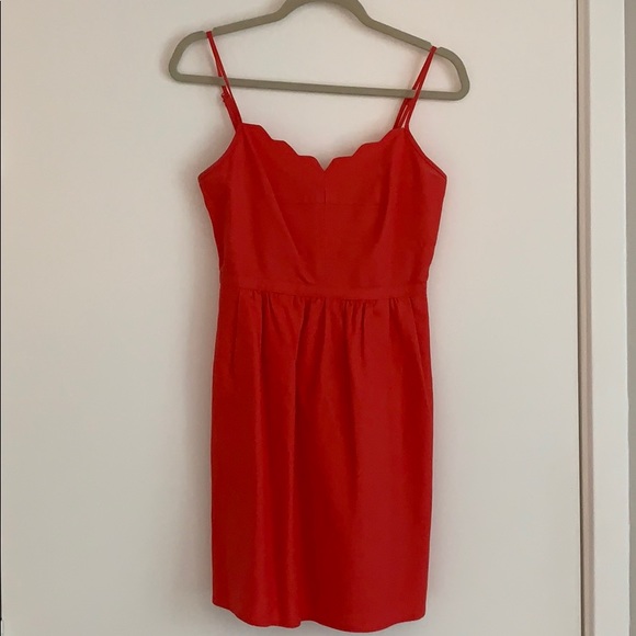 J. Crew red scalloped dress - Picture 1 of 6